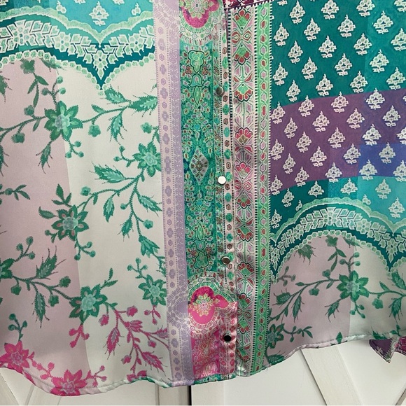 Zara Silky Colourful Patchwork Blouse - Picture 6 of 11